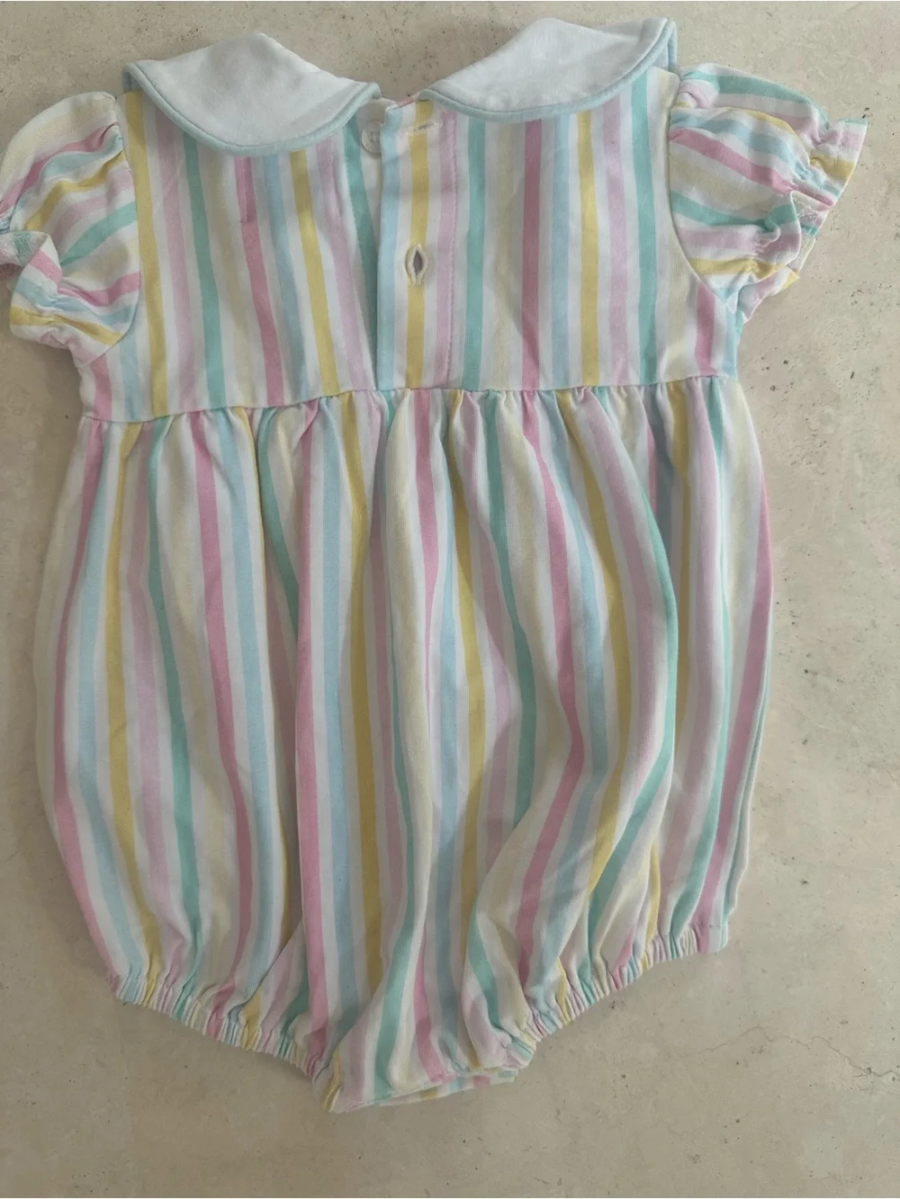 Pastel Stripe Peter Pan Collar Baby One-Piece Bubble